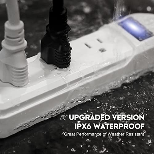 Ipx6 Outdoor Power Strip Weatherproof Surge Protector, 9.2 Ft Us-Patented Shockproof Extension Cord, 1875W Overloaded Protection Wall Mountable Flat Plug With 3 Outlets For Indoor And Outdoor #TOP1