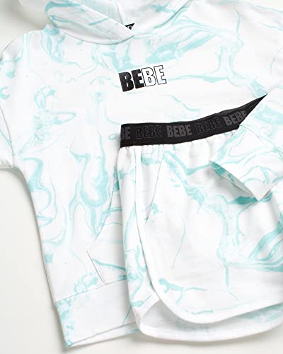 Image of bebe Girls' Shorts Set - 2 Piece French Terry V-Neck Sweatshirt and Sweat Shorts (7-12)