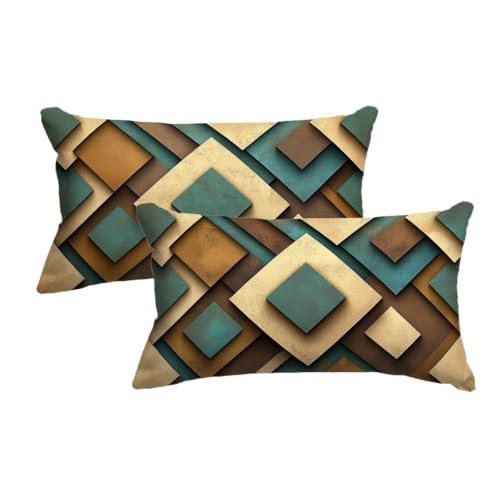 Housse coussin extérieur carreau en lin imperméable de qualité supérieure