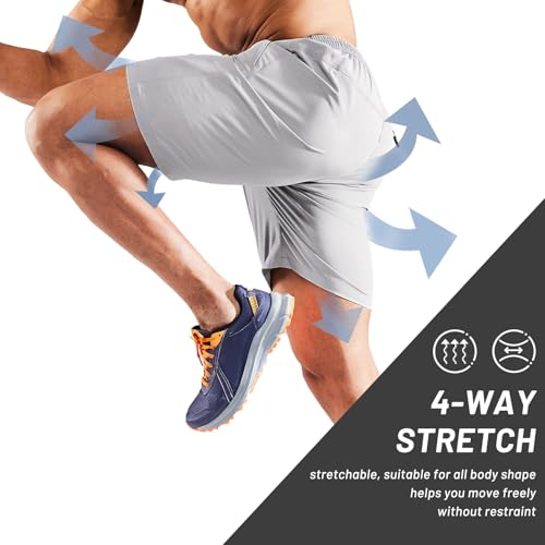 Image of MIER Men's Quick Dry Running Shorts with Zipper Pocket Elastic Waist Athletic Workout Exercise Shorts