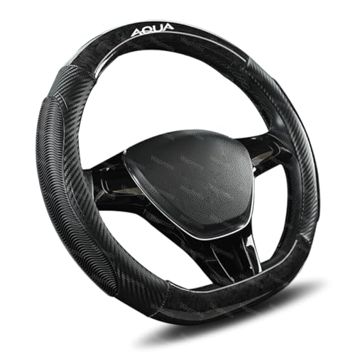 トヨタ アクア ハンドルカバー カーボン×木目調 ステアリングカバー アクア MXPK11 MXPK10 MXPK16 MXPK15 2代目 2021年〜現行 AQUA おしゃれ 通気性がよい 滑り防止 ハンドル 保護カバー D型ホイールカバー カスタム