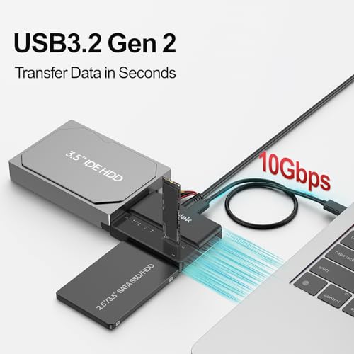 Image of Unitek 3-in-1 M.2 NVMe /SATA /IDE Adapter, 10Gbps USB 3.2, Tool-Free | Simultaneous NVMe, SATA & IDE Access; Fits 2230-2280 M.2, 2.5 /3.5 SATA, 3.5 IDE; Hot-Swap, Auto Sleep, No Driver