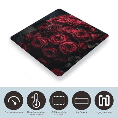 Báscula digital de baño con diseño de rosas rojas miniatura 3