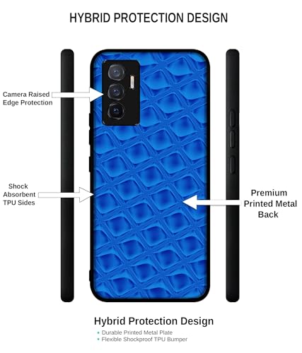 Image of Blue Diamond Design Premium 2D Printed Metal Back Case Cover for Vivo V23E 5G / Y75 4G