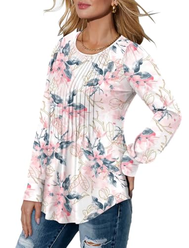 BETTE BOUTIK Long Sleeve Shirts for Women Fall Tops Dressy Blouses Crewneck Tunic Tops for Leggings S-3XL