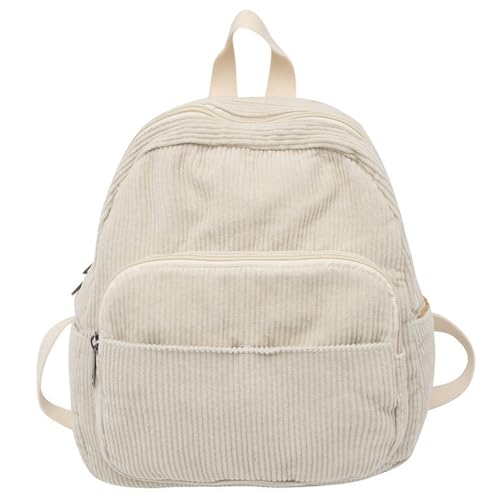 Vintage Corduroy Backpack Retro Travel Daypack Casual Rucksack for Fashionable Women