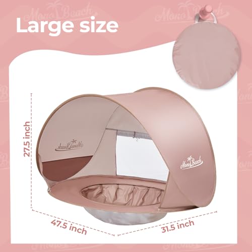 Image of Monobeach Baby Beach Tent with Pool: Brown Pop Up Sun Shade Tent for Toddler, UV Protection Portable Outdoor Shelter, Foldable Camping Canopy for Beach, Backyard & Travel
