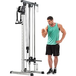 Merax Wall Mount Cable Station with Adjustable Dual Pulley System Pull Down Fitness Station