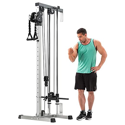 Merax Wall Mount Cable Station with Adjustable Dual Pulley System Pull Down Fitness Station