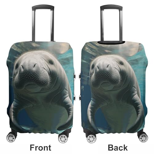 Cute Sea Animal Manatee Luggage Cover, Washable Elastic Suitcase Cover Protector Fit 18-32 Inch Luggage3