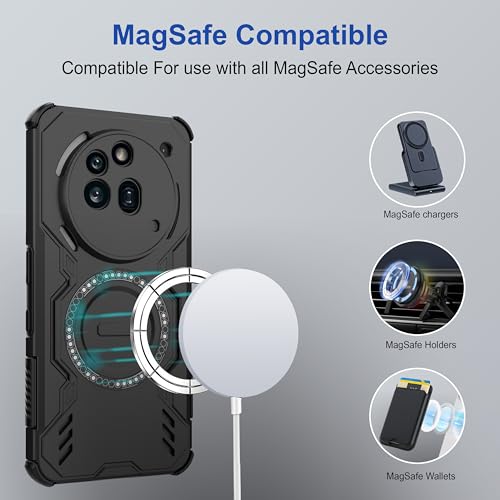 Image of Zapcase Back Case Cover for Nothing Phone (3a) Pro | Magnetic Case with Built-in Metal Ring | Supports MagSafe Charger, Wallet & Car Mount | Shockproof Hybrid PC + TPU | Black