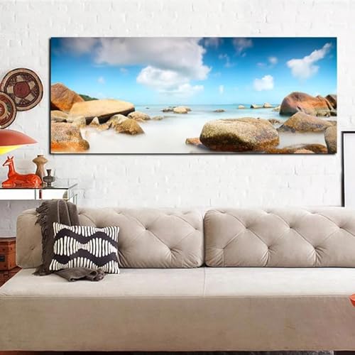 Impression moderne sur toile océan et pierres de mer