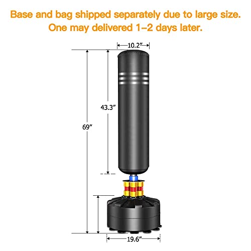 Dprodo Punching Bag Heavy Boxing Bag With Suction Cup Base - Freestanding Punching Bag For Adults Kickboxing Bags Kick Punch Bag, Black, 69" (Rw081201) #TOP6