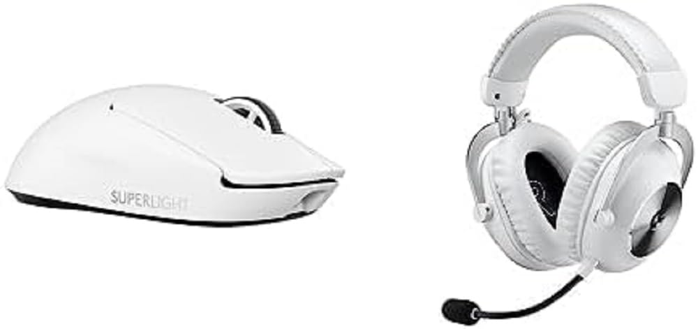 Logitech G PRO X2 Lightspeed Cuffie Gaming Wireless, Microfono a Braccio Rimovibile & PRO X SUPERLIGHT 2 LIGHTSPEED Mouse da Gioco Wireless, Leggero, Tasti Ibridi LIGHTFORCE - Bianco
