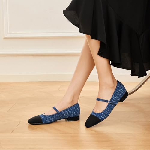 Image of Women's Comfortable Leather Mary Jane Flats Walking Shoes Cute Business Casual Dress Work Shoes