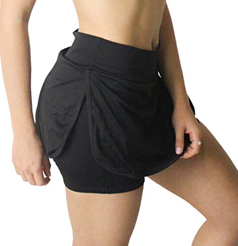 Short Saia Com Viés Ayron Fitness Liso (Preto, GG)