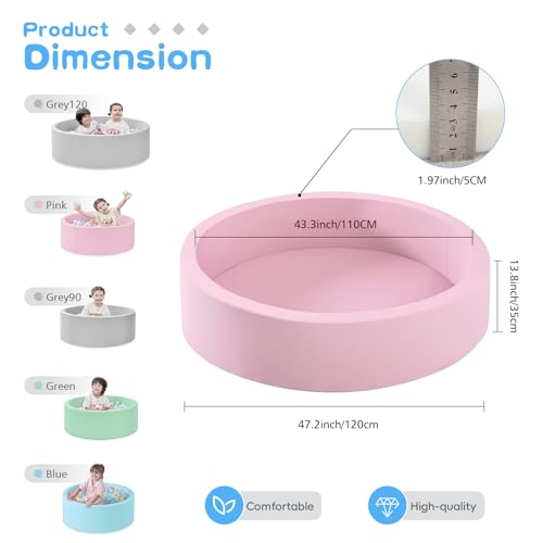 Image of SHJADE Foam Ball Pit, 47.2 inchx 13.8 inch Large Ball Pits for Toddlers-Pink | Soft Memory Sponge Round Playpen Ball Pool for Kids, Ideal Gift for Babies, Indoor and Outdoor Game, Balls not Included