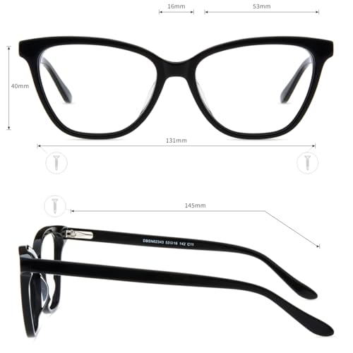 Image of Firmoo Blue Light Blocking Glasses for Computer Reading Womens Cat Eye Acetate Frame Spring Hinge 0.0x Black