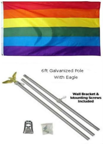 New They can be used indoors or outdoors.2x3 2'x3' Rainbow Gay Pride Flag Galvanized Pole Kit Eagle Top.The authentic design is based on information from official sources
