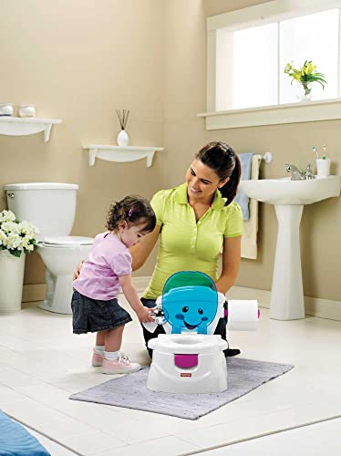 Fisher-Price Meine Erste Toilette, Baby Töpfchen, mit Musik & Lustigen Sätzen, tragbare Baby Toilette, abnehmbarer Toilettenaufsatz, Deutsche Version, ab 1 Jahr, P4326