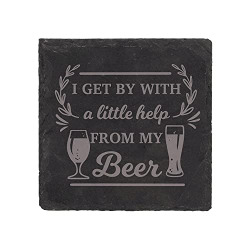 Dessous de verre en ardoise Beer gravé support bouteille table