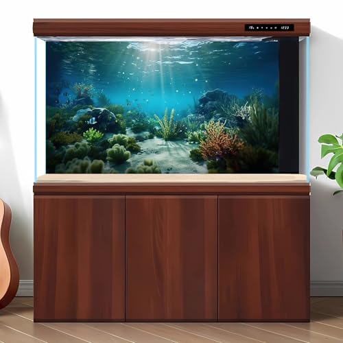 Image of Under The Sea Aquarium Background Deep Sea Coral Reef Fish Tank Background Underwater Rock Aquatic Plants Sunray Terrarium Backgrounds Tropical Fish Deep Ocean Floor Fish Tank Backgrounds 24x12in