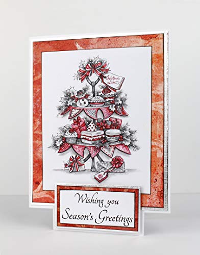 Katy Sue 'Greyscale Christmas Collection' Paper Craft Pad (Not Die Cut) - Makes 120 Card Toppers With A Variety Of Verses & Designs - With Artwork By Teresa Goodridge #TOP2