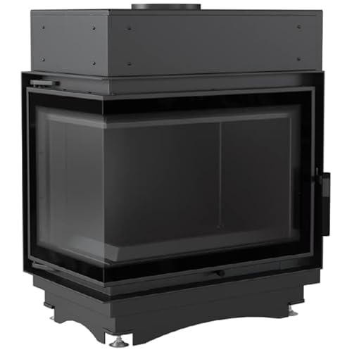 KRATKI Maja Holzkamin mit Warmwasserbereiter Wärmetauscher BImSchV 2 konform 8 kW Wärmewirkungsgrad 80% Stahl und Gusseisen Dekorglas Linksseitig 80 x 65 cm