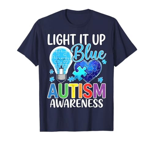 Autism Awareness Light Bulb Light it up Blue T-Shirt