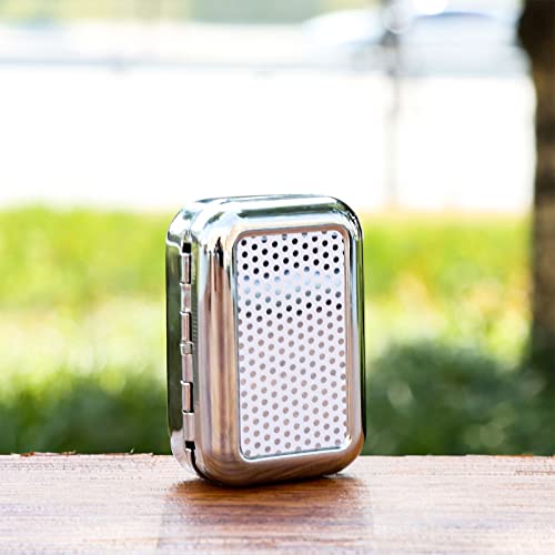 Image of 1PC Mini Compact Portable Ashtray, Stainless Steel Table-top Ash Tray, Creative Fashion Personality Small Car Ashtrays with Lid for Outdoor Travelling Camping