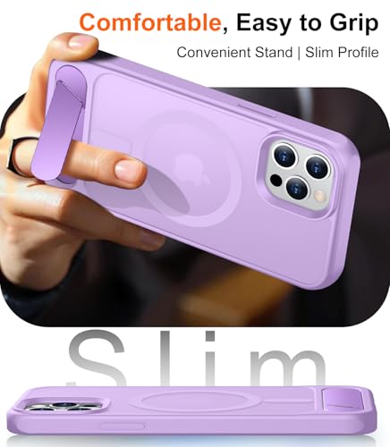 Image of Magnetic Compatible with iPhone 12 Pro Max Case, [Built-in Invisible Kickstand][Compatible with MagSafe][Military Grade Shockproof] Slim Translucent Matte Phone Case for iPhone 12 Pro Max 6.7 inch