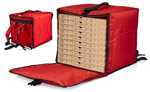 safemi Zaino Termico Rigido Magnetico Porta Pizze da Asporto 10 Cartoni Magnetic 10 Rosso