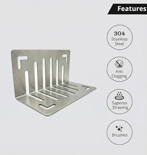 Image of LMC Stainless Steel Roof Drain Jali, SS 304, 150x75x75 mm, Anti-Clog Design, Silver, for Terrace and Balcony Drainage