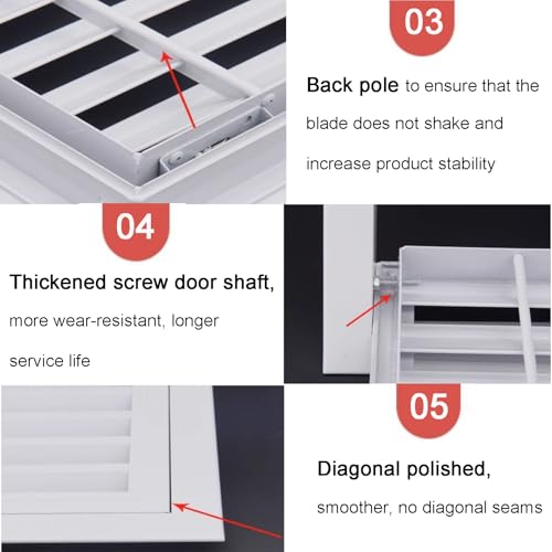 Rejilla de ventilación de aluminio con colador extraíble, puerta de ventilación con lamas para mejorar el flujo de aire en casas, áticos y paredes exteriores
