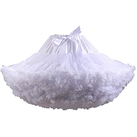 Fanme Women's Petticoats Puffy Tutu Skirts Elastic Waist Multi-Layer Tulle Skirt Cover