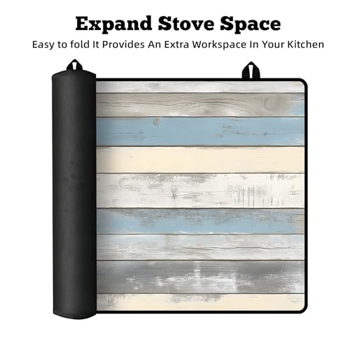 Image of Multi-Design Stove Top Cover for Glass /Electric Stoves - 3-in-1 Heat-Resistant Protector Mat, Non-Slip Drying Rack 28 inchx20 inch