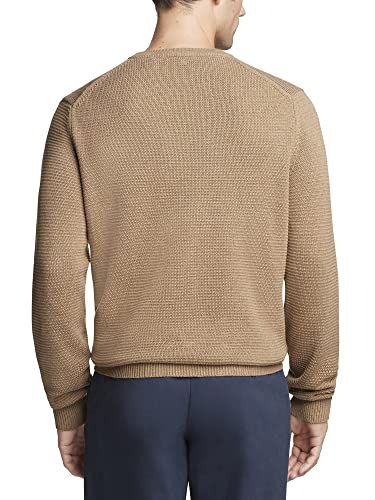 IZOD Men's Classics Long Sleeve Crewneck Textured Ottoman Sweater, Camel Heather, Small2