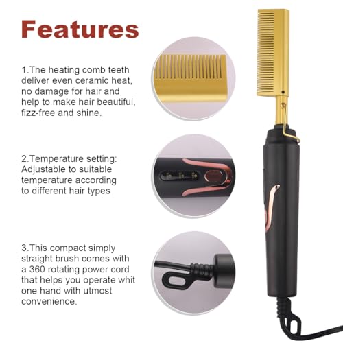 Peine alisador eléctrico cerámico para cabello y barba miniatura 3