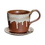CAPIJIONG Taza de café de cerámica de 300 ml/10.1 onzas, taza de leche de marca antigua, taza de café creativa de estilo nórdico, taza de café para oficina, hogar, restaurante, cafetería, casa de té,