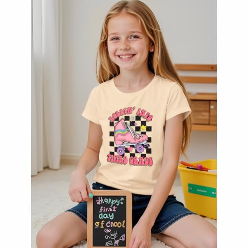 Image of First Day of School Outfit for Girl Rollin Into First Second Third Grade Shirt 1st 2nd 3rd Back to School T-Shirt Top