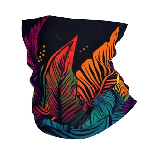 Neck Gaiter Face Mask UV Protector Scarf Breathable Windproof Face Cover Colorful tropical leaves pattern Balaclava Summer Cooling Gator Cover Seamless Bandana Head Wrap for Men Women