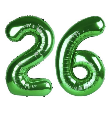 Image of Number Balloons Dark Green 26 Balloon 40 inch for 26 62 Birthday Decoration | Saturated Color, Large 40 in, With Inflation Straw & Hanging Hole, For Back-To-School Season, Forest Picnic Party, Christmas