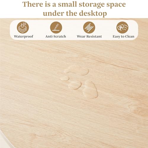 Image of weselon 43 inch-59 inch Extendable Round to Oval Dining Table with Hidden Storage, Modern Wooden Kitchen Table with Fluted Sliding Door Cabinet, Expandable Dinner Table for Dining Room Living Room (Natural)