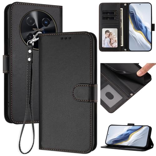 Pzwoxukhov Compatible with Huawei Nova 12i Case Cover,Compatible with Huawei Nova 13i Phone Case,Solid Color flip Shockproof Case Cover Black