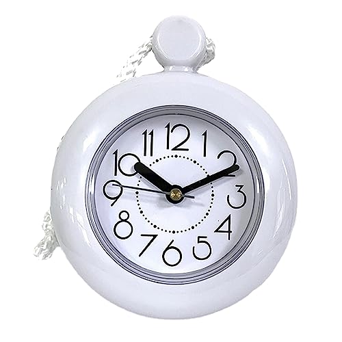 Orologio digitale da comodino da appendere alla parete, per bagno e doccia, moderno, piccolo, silenzioso, vintage, con ticchettio, non decorativo, da cucina, sveglia digitale a batteria (bianco