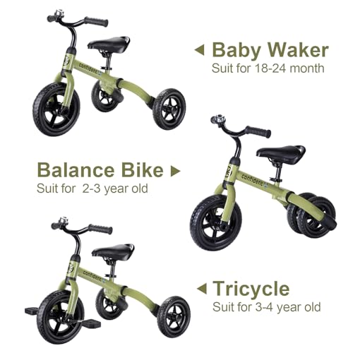 image for YGJT 3 in 1 Tricycle for Toddlers Age 2-5 Years Old, Folding Kids Bala