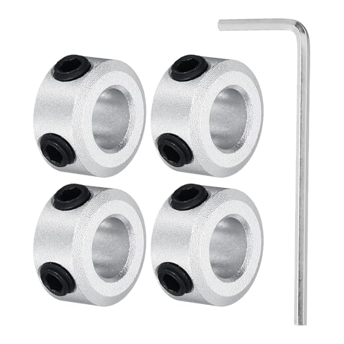 Image of sourcing map Shaft Collar 6mm/ 1/4 Inch Bore Aluminum Set Screw Style Clamping Collars Hexagon Wrench Silver 4Pcs