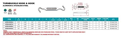 Tensor para cables tipo Gancho & Gancho de aluminio y acero inoxidable 5/16" (A0154-HH08-A) miniatura 2