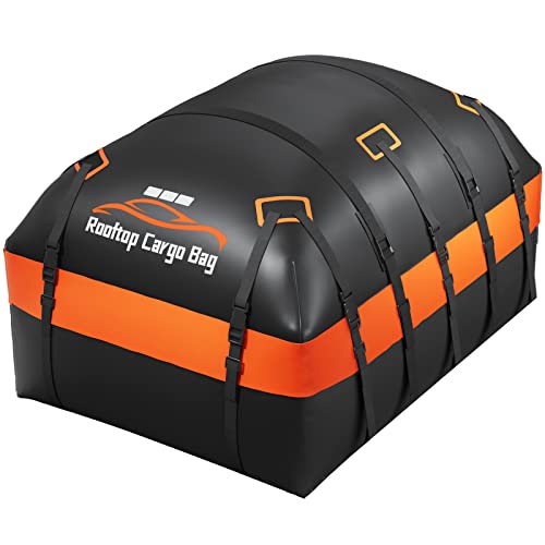 21 Cubic Ft Rooftop Cargo Carrier for Top of Vehicle, 100% Waterproof Soft Roof Top Luggage Cargo Bag, Roof Cargo Box for Cars SUV with/Without Roof Rack Rails, Includes 12 Strong Straps 6 Door Hooks