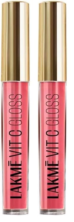 Image of LAKME LAKM LAKME SuperglowVIT C, Glossy Glass Shine Lip Gloss, PechyNudeC2, for Lustrous and Nourished Lips, with Vitamin C & E, High Formula, Reduces Fine Lines, Women | Red (Pack of 2)